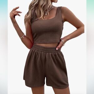 Two piece crop top and shorts set
